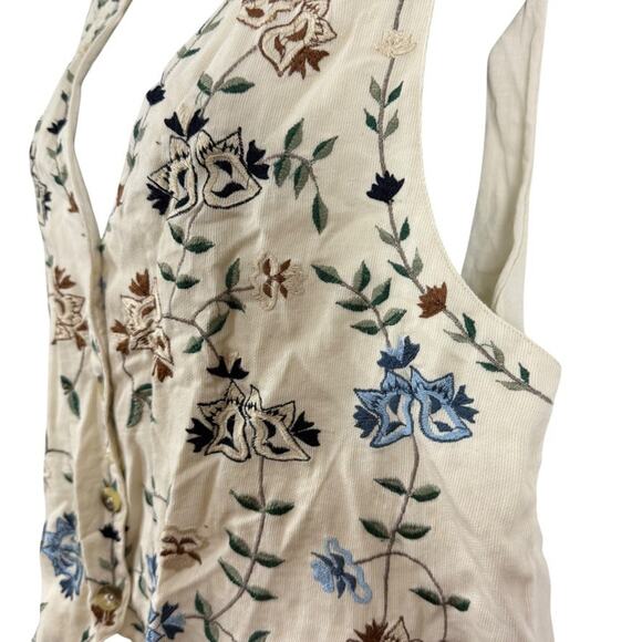 Summit Hill Womens Embroidered Vintage Floral Vest Ivory Womens 90ss sz M - Picture 10 of 16